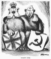 Karhu ja leijona seisovat yhdessä!