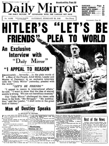 1936 Hitlerin anomus maailmalle: Ollaan ystäviä