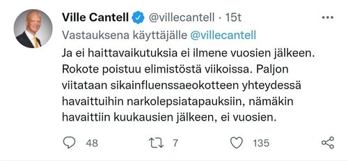 Ville Cantell rokotteesta