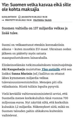 Vasemmiston talousosaaminen.