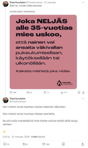 Miksi te kaikki miehet hakkaatte naisia?