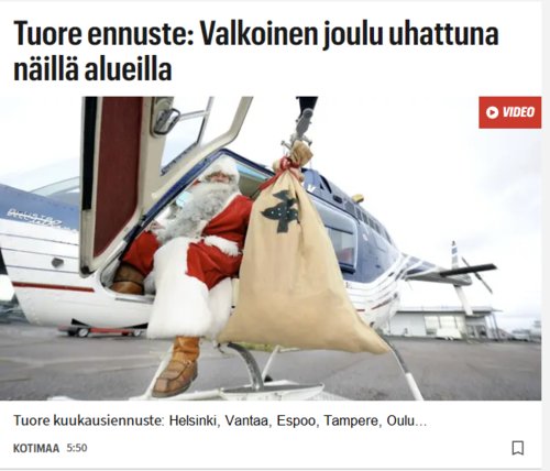 Säätiedotus jouluksi